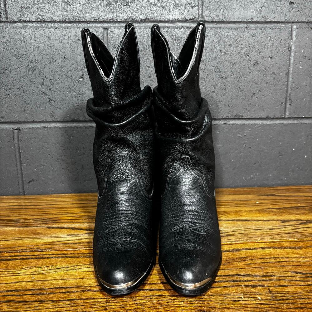 Acme Women’s Black Leather Western Boots Slouchy Mid Calf Size 10 - Picture 4 of 8